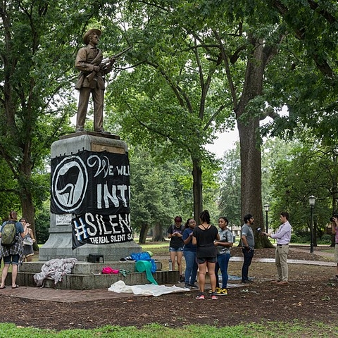 A 2017 protest over a monument on the campus of the University of North Carolina.