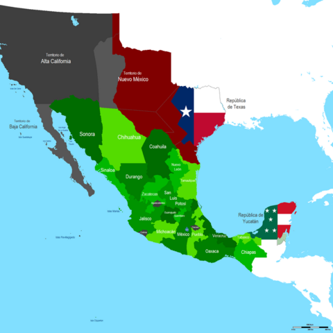 This map shows Mexico as it looked in 1842.