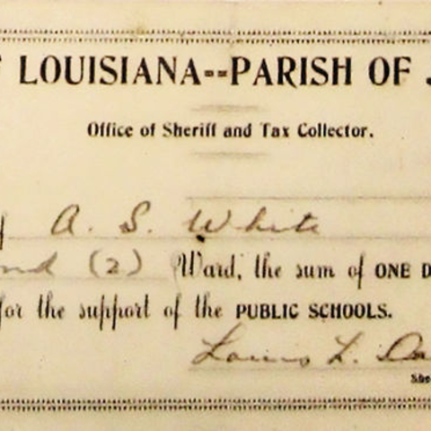 A 1917 receipt for a poll tax in Jefferson Parish, LA.
