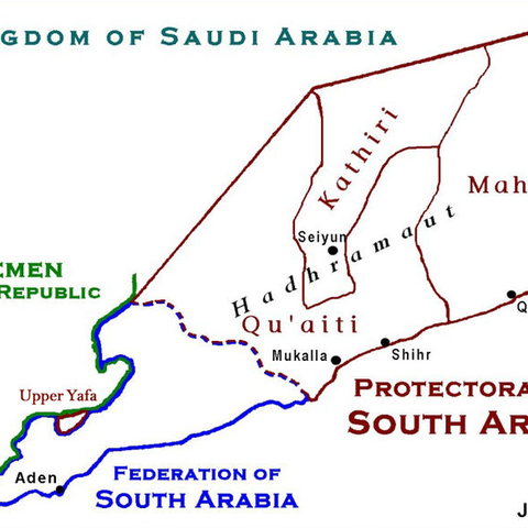 A 1965 map of lower Arabia.