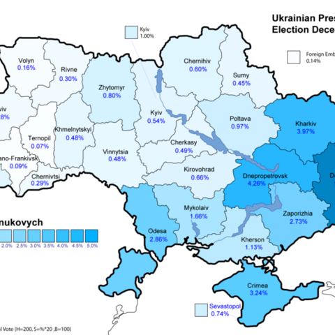 National vote, final round, for Yanukovych in 2004 election.