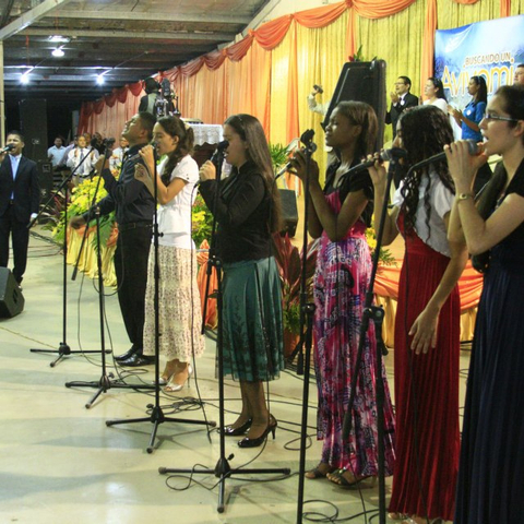 Young worshippers at a 2011 Pentecostal Christian gathering.