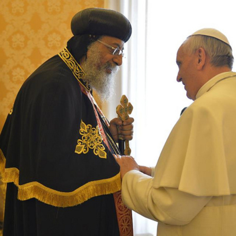 Pope Tawadros II and Pope Francis.