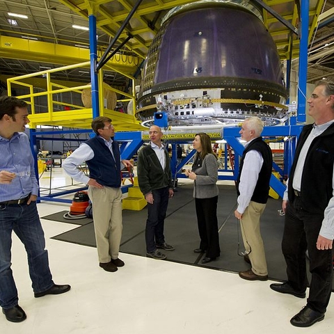 Jeff Bezos (third from left) and and Lori Garver (fourth from left).