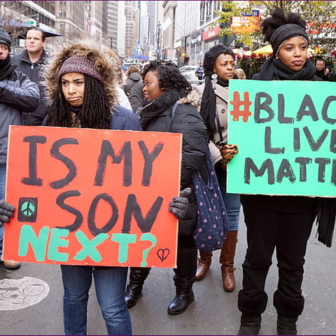 Protestors at a Black Lives Matter demonstration in New York City, November 2014.