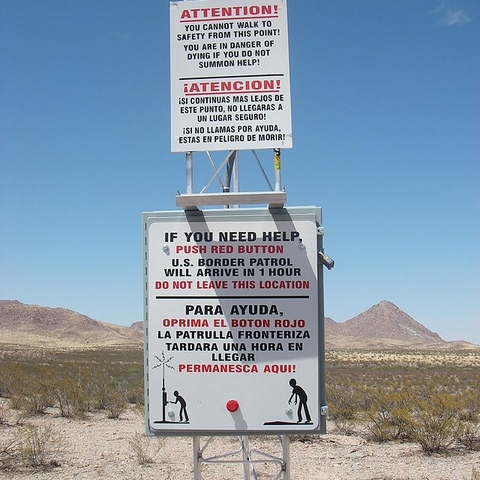 This is a sign at the U.S. - Mexico border.
