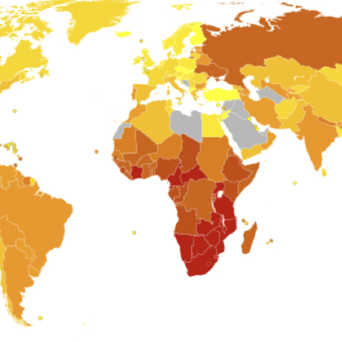 Deaths from HIV/AIDS in 2012.