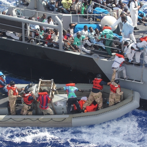 Migrants being rescued near Malta, October 2013.