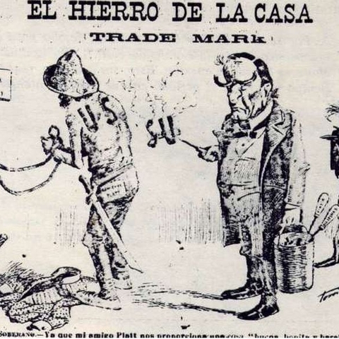 This Cuban cartoon protests the Platt Amendment's stipulations.