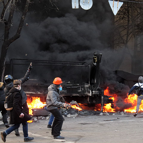 Protestors clashed with security forces in Kyiv.