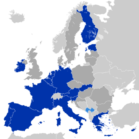 Map of Eurozone member states.