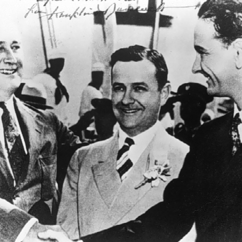 From left to right: FDR, Governor James Allred, LBJ.