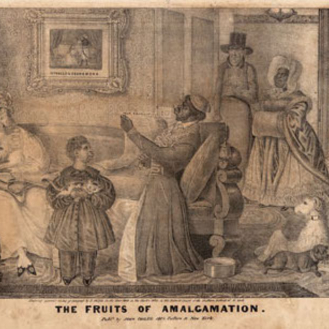 The final image of E.W. Clay’s 1839 series of lithographs on the topic, 'Practical Amalgamation (The Fruits of Amalgamation).'