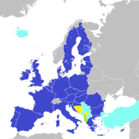 Map of EU member nations and potential members.