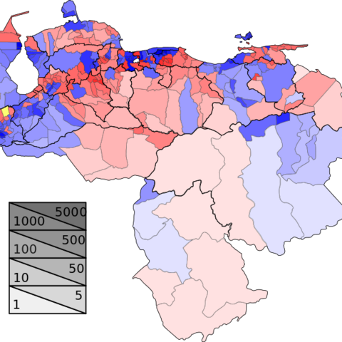 A map of Venezuelan parliamentary results in 2015.