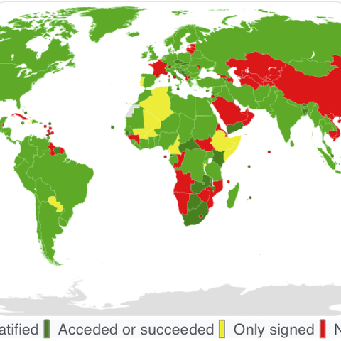 A map of nations’ status on the Partial Test Ban Treaty.