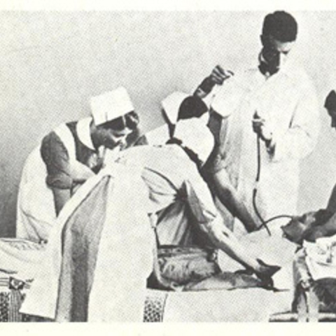 Insulin shock therapy being administered in the 1950s to a psychiatric patient.