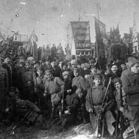 A group of armed workers posing for the camera here in 1918.