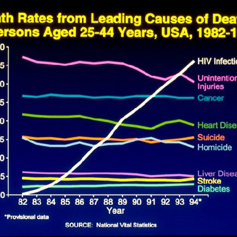 A graph depicting the leading causes of death among 25-44 year-olds in the U.S.
