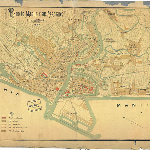 This map from 1898 details Manila and its suburbs.