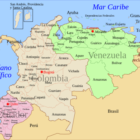 Map of Venezuela, Colombia, and Ecuador.
