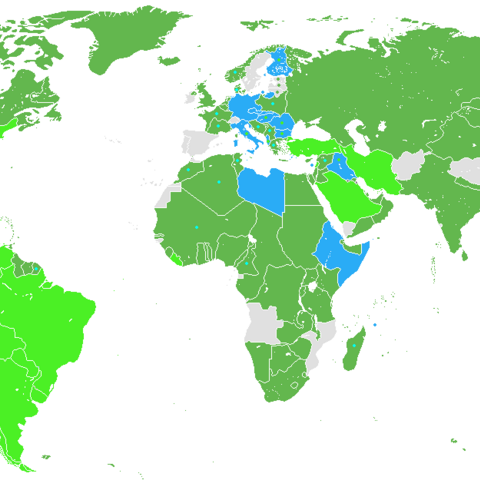 Allied powers (green) Axis powers (blue) during WWII.