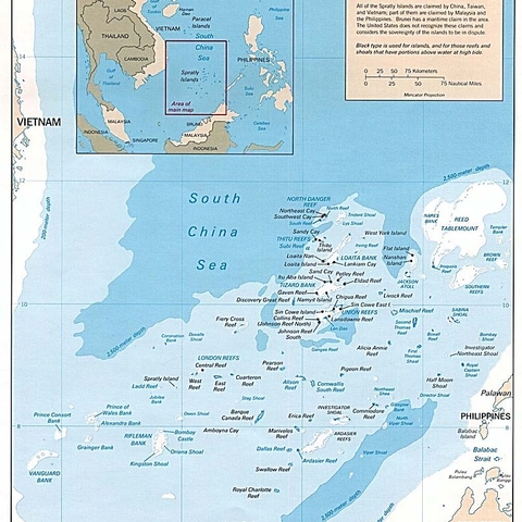 A map of the Spratlys.