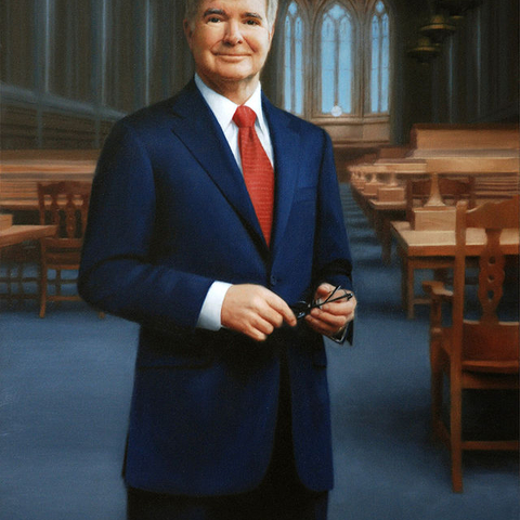 A painting of Mark Emmert.