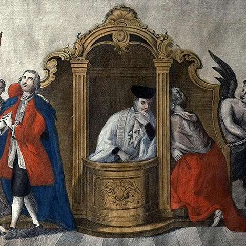 A depiction of the Sacrament of Penance.