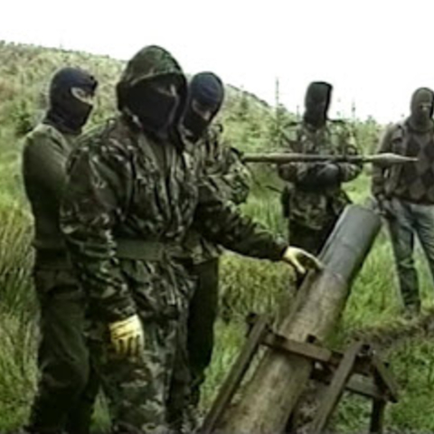 IRA men with a mortar.