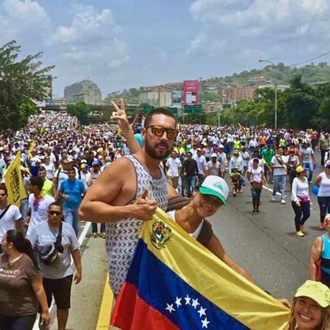 Protestors in Caracas during the "mother of all marches" in April 2017.