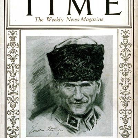 Mustafa Kemal Pasha appears on the cover of Time magazine.