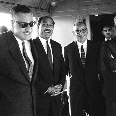 President Gamal Abdel Nasser, Vice President Anwar Sadat, ASU head Ali Sabri, and Vice President Hussein el-Shafei.