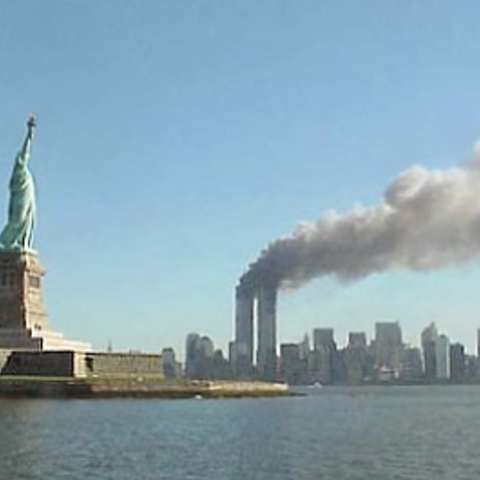 Attack on World Trade Center in New York.