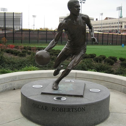 This statue on University of Cincinnati’s campus commemorates Oscar Robertson.