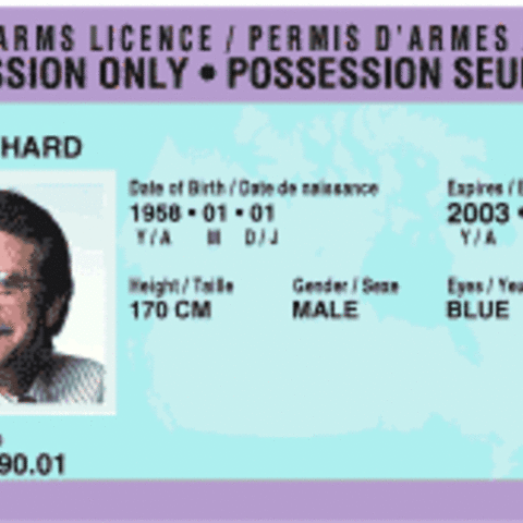 An example of Canada's possession-acquisition or possession-only (PAL/POL) license.