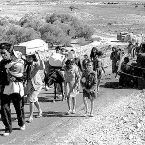 Palestinian refugees leaving the Galilee, 1948.