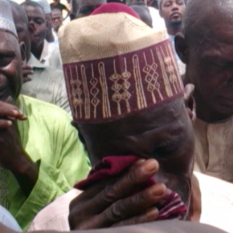 Weeping fathers of kidnapped girls in Chibok.