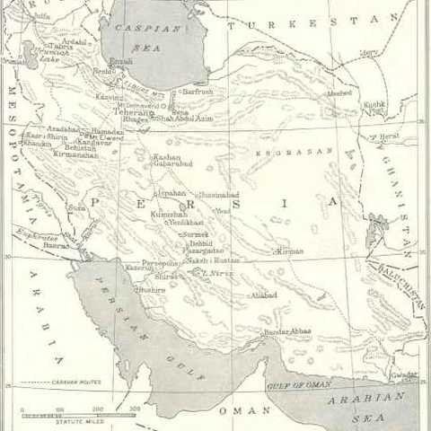 Map of Persia around 1921.
