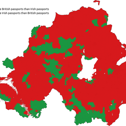 Map showing Northern Ireland passport holders.