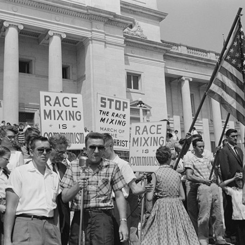 A rally against integrating Central High School in Little Rock, Arkansas in 1959.