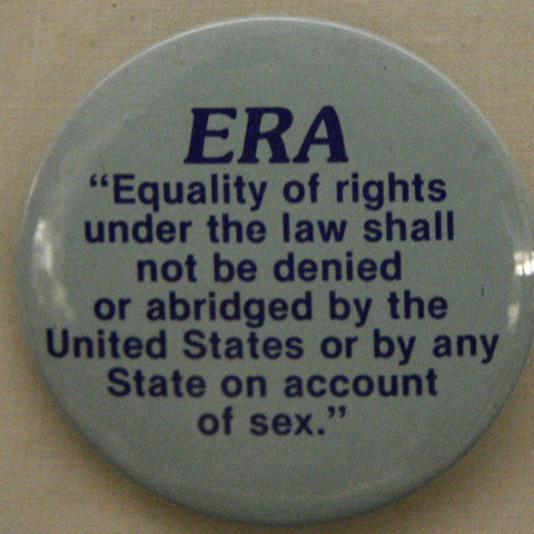 A button with the text of the Equal Rights Amendment.