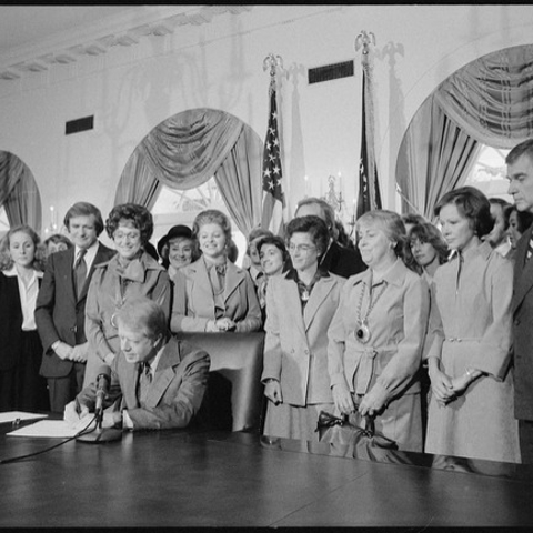 President Jimmy Carter signing an extension of the Equal Rights Amendment Ratification in 1978.