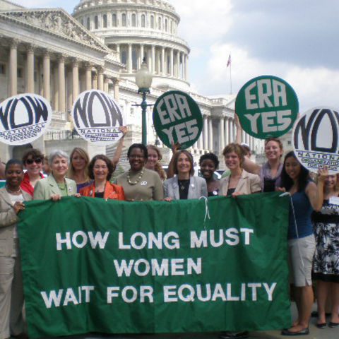 A rally in Washington, D.C. celebrating Representative Carolyn Maloney’s reintroducing of the Equal Rights Amendment in 2009.