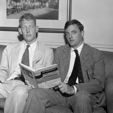 L. Brent Bozell and William F. Buckley Jr. with the book they wrote together.