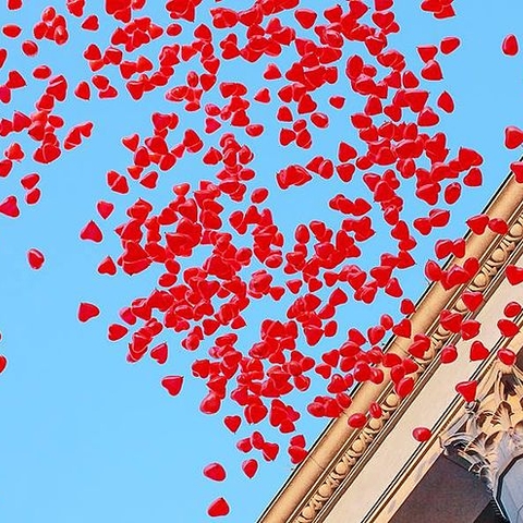 Heart shaped balloons.