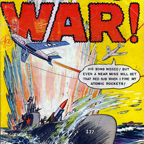 A 1952 comic depicting an American plane attacking a Soviet ship.