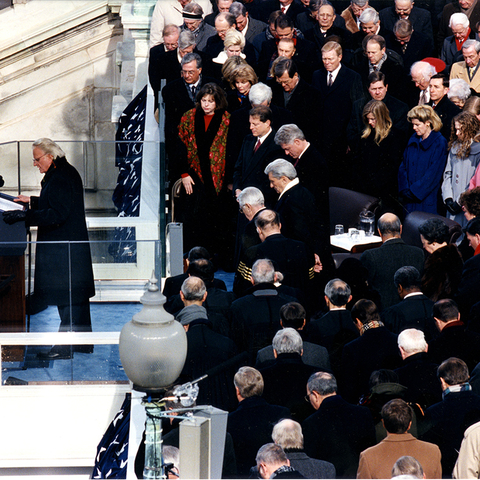 Billy Graham giving the invocation at President Bill Clinton’s second inauguration.