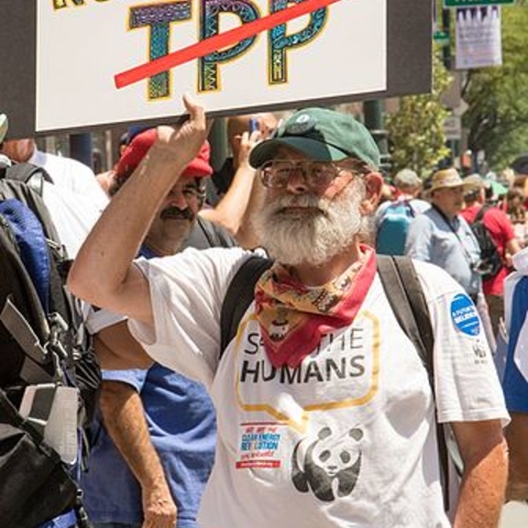 A protester at the March for Clean Energy Revolution in Philadelphia.