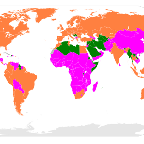 Map of nations’ relationship with the International Monetary Fund.